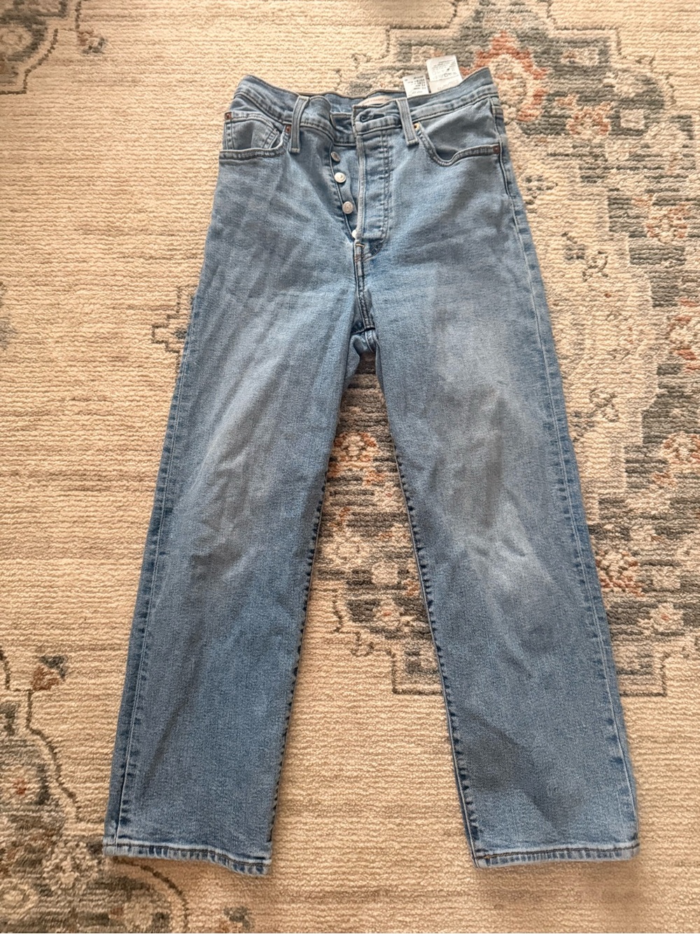 Levi's Light Blue Straight Leg Jeans with Button Fly